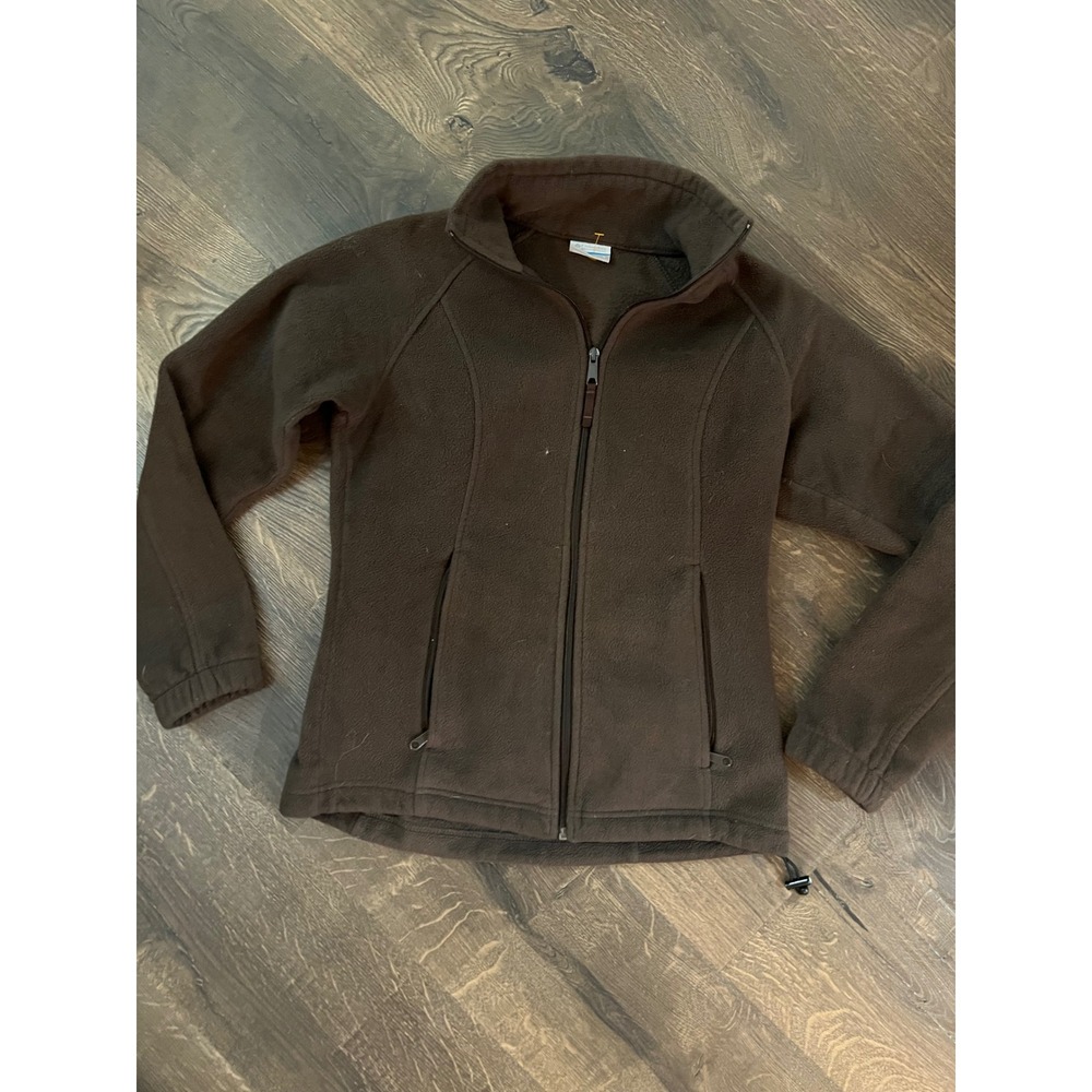 Columbia Womens Benton Springs Full Zip Fleece Jacket Brown Small Mock Neck